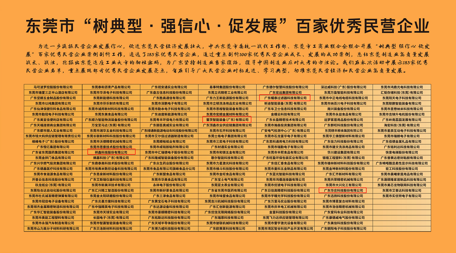 我商会企业入选“东莞市百家优秀民营企业”